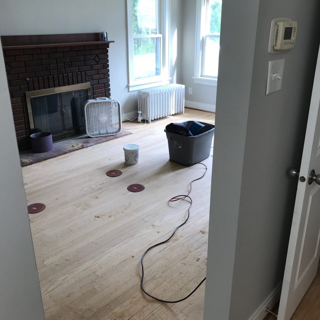 Hardwood floor refinishing